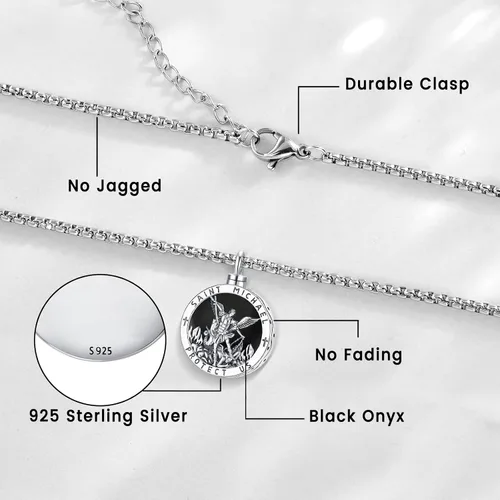 Miniatura 3 de Collar de plata de ley 925 con medalla milagrosa de San MiguelSan Cristóbal de JesúsSan BenitoVirgen María Milagrosa Medalla para hombres y mujeres