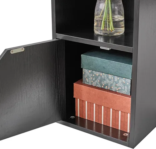 Miniatura 8 de IBUYKE Estantería estrecha de 6 niveles con puertas, gabinete de almacenamiento en cubo, CD y DVD, estante delgado de torre multimedia, gabinete