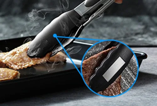 Miniatura 4 de Pinzas para servir, pinzas de cocina resistentes al calor, pinzas de cocina de acero inoxidable de alta calidad con puntas de silicona, pinzas