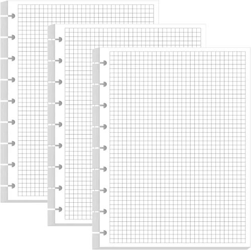 Miniatura 8 de Papel de rellenado de cuadrícula punteada de argolla clásico, insertos pre-perforados de Happy Planner de 9 argollas, papel de hoja suelta de 100