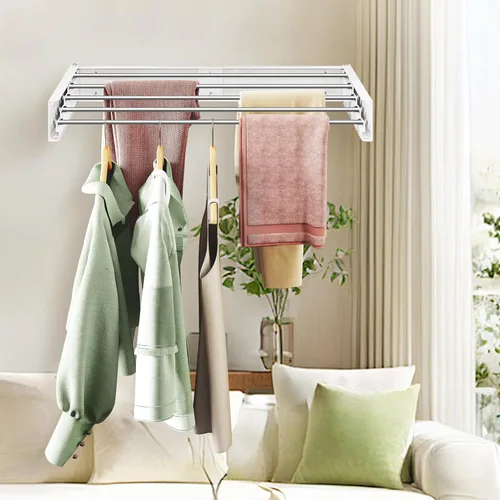 Miniatura 8 de ZdwCyl Estante de secado montado en la pared, 32 pulgadas, plegable, estante de secado de ropa, soporte de pared, estante de secado para ropa