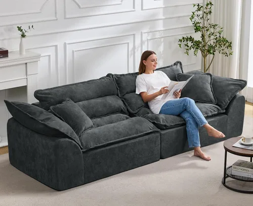 Miniatura 10 de Hobestluk Sofá modular de 104 pulgadas, sofá modular de 3 plazas, sofá sin hueso, sofá nube con cojín extraíble, sofás modulares seccionales