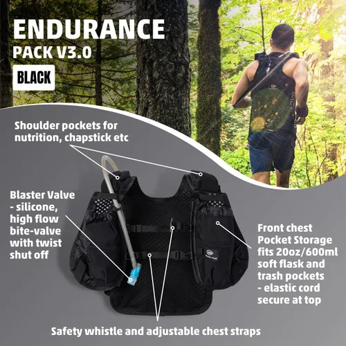 Miniatura 5 de Orange Mud Endurance Pack V3.0 Chaleco para Correr – Mochila de Hidratación de 2L para Trail Running, Senderismo y Ciclismo – Malla Ligera