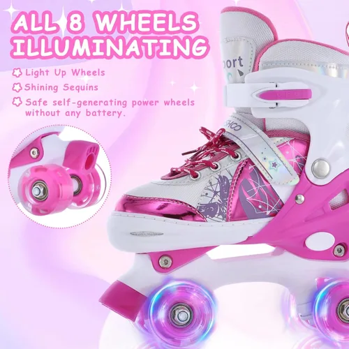 Miniatura 4 de TOMSHOO Patines de ruedas para niños y niñas de 3 a 5, 5 a 8, 6 a 12, 4 tamaños, patines ajustables con ruedas iluminadas, para regalo de cumpleaños