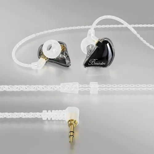 Miniatura 4 de BASN Bmaster - Auriculares triples con dos cables desmontables aptos para ingeniero de audio, músico (negro)