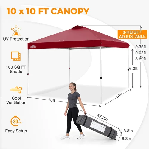 Miniatura 294 de EAGLE PEAK Tienda de campaña desplegable con bolsa de transporte con ruedas, 8 estacas, 4 cuerdas, 4 bolsas de peso, toldo de tienda de campaña