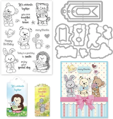 Miniatura 12 de ORIGACH Sellos y troqueles de manzanilla para hacer tarjetas, juego de troqueles y sellos de flores para álbum de recortes de bricolaje decorativo