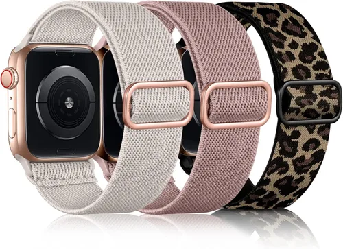 Miniatura 11 de DaQin Paquete de 3 correas elásticas Solo Loop compatibles con Apple Watch de 1.654 pulgadas, 1.614 pulgadas, 1.575 pulgadas, 1.496 pulgadas, Boho
