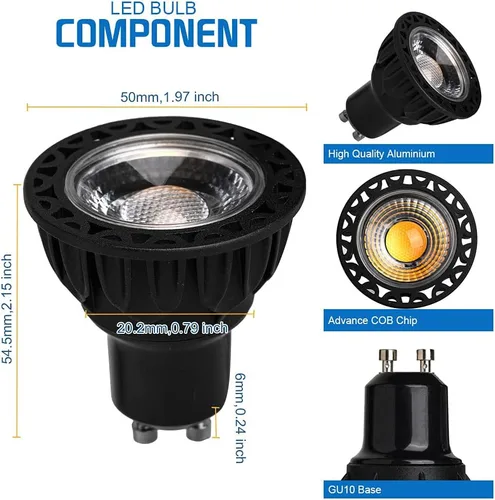 Miniatura 4 de Bombillas LED GU10 regulables, lámparas halógenas de 50 W equivalentes a luz blanca cálida de 2700 K, 6 W 500 lm de repuesto para iluminación