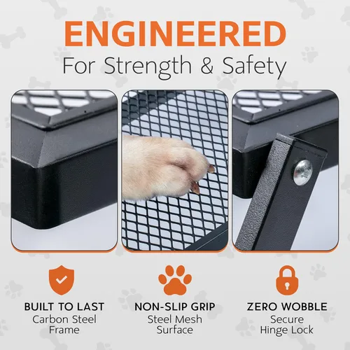 Miniatura 2 de Escaleras plegables de 4 escalones para perros, para automóviles, camiones y todoterrenos, escalera de acero al carbono resistente para mascotas que