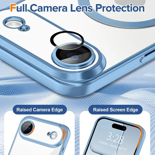 Miniatura 4 de Hython Funda magnética transparente para iPhone Air con protector de lente de cámara [compatible con MagSafe] con borde chapado de lujo, funda