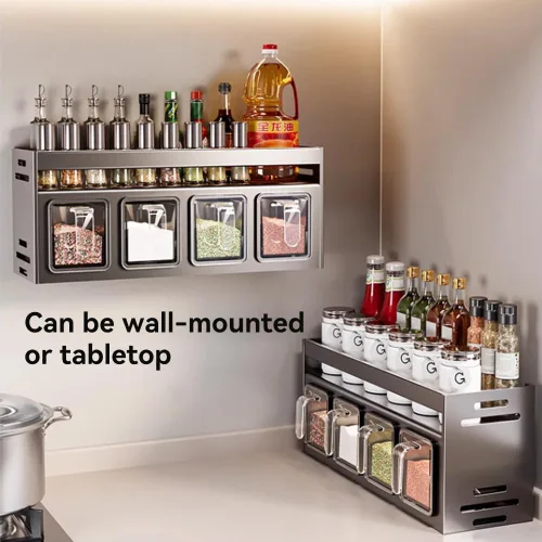 Miniatura 4 de Estante de especias de cocina para colgar en la pared, caja de condimentos sobre la estufa, estante colgante para condimentos, organizador de tarros