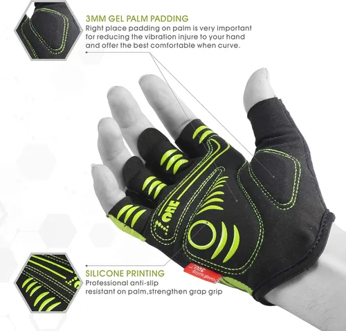 Miniatura 8 de FOUR-AM Guantes de ciclismo, guantes de bicicleta de 0.157 in de seguridad en los nudillos. Guantes de ciclismo de montaña de medio dedo MTB DH