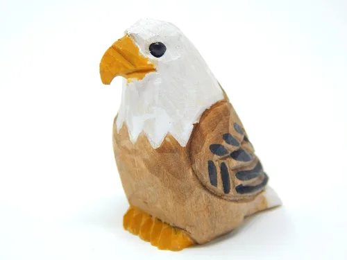 Miniatura 3 de Selsela Adorno de madera de águila calva, figura de pájaro colgante de madera tallada a mano, decoración patriótica, escultura de vida silvestre