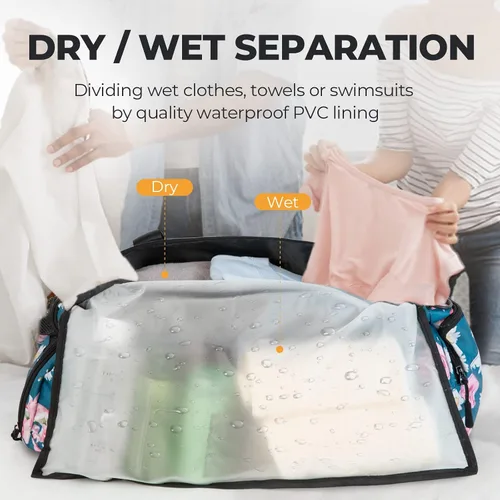 Miniatura 3 de Bolsa de gimnasio grande para mujer con compartimento para zapatos, bolsa deportiva de 40 litros para hombres con bolsillo húmedo, bolsa de lona