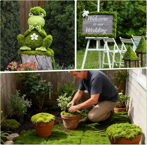 Miniatura 6 de Musgo verde falso de 15.1 onzas para manualidades, musgo artificial para plantas de interior, musgo artificial decorativo verde claro