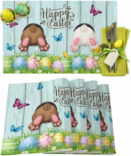 Miniatura 112 de Juego de 4 manteles individuales Boho de otoño, calabazas de acuarela para Acción de Gracias, resistentes al calor, lavables, para mesa, manteles