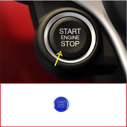 Miniatura 2 de Cubierta de botón de interruptor de arranque de motor de coche ABS 1 pieza para Alfa Romeo Giulia Stelvio 2017 2018 2019 (azul)