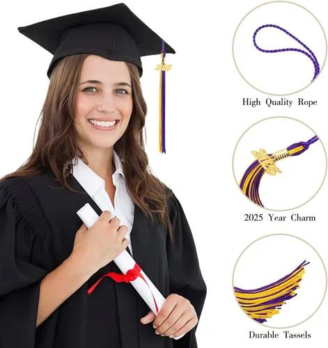 Miniatura 92 de Borla 2025, 1 unidad, borla de graduación para graduados 2025, borla 2025 con dijes de fecha dorada 2025 para fiestas de graduación, ceremonias