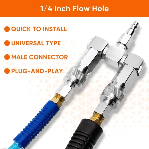 Miniatura 7 de FIXSMITH Conector de manguera de aire: divisor de manguera de aire de 2 vías, 1/4 en NPT, accesorios para compresores de aire, conectores giratorios