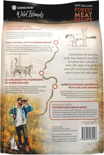 Miniatura 9 de Addiction Wild Islands Forest Meat - Alimento seco para gatos, receta de venado premium con fórmula alta en proteínas y sin granos para la nutrición