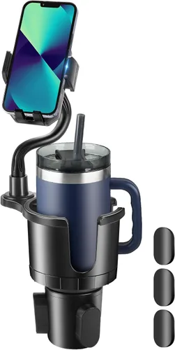 Soporte para teléfono, 2 en 1 actualizado 2025 con base ajustable, cuello de cisne largo rotación de 360°, soporte para teléfono para automóvil, se