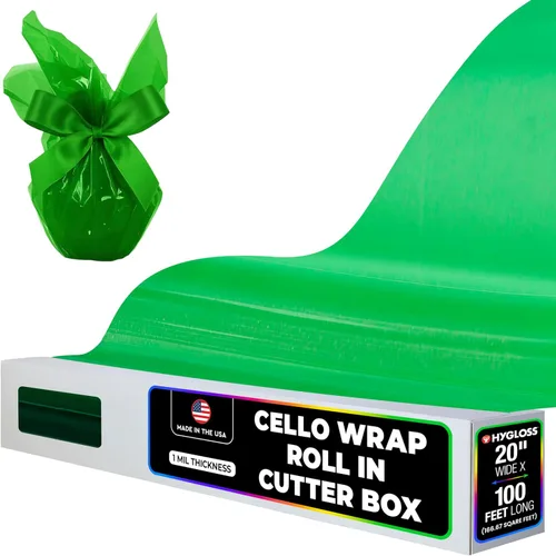Hygloss Products Rollo de celofán – Envoltura de violonchelo en caja de corte fácil para manualidades, regalos y cestas - 20 pulgadas x 100 pies -