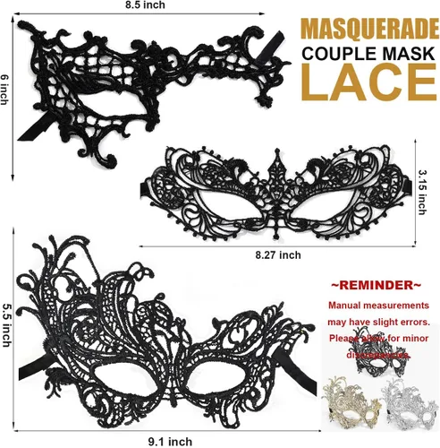 Miniatura 2 de MYMENU Máscaras de mascarada para mujer, de encaje, veneciano, Halloween, carnaval, para fiesta, disfraces, cosplay, Mardi Gras