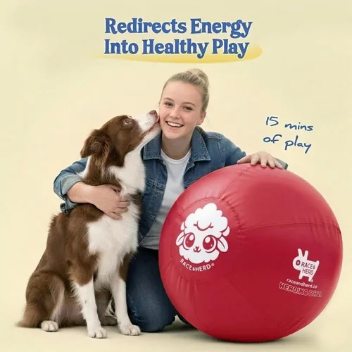 Miniatura 8 de Race&Herd Pelota de pastoreo XXL original de 25 pulgadas para perros grandes, juguetes de pastoreo, pelota duradera para perros grandes al aire