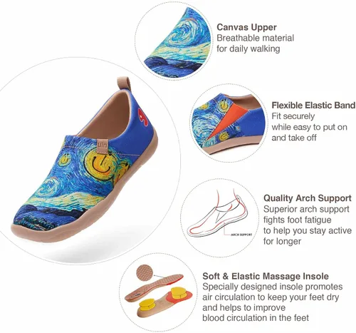 Miniatura 6 de UIN Zapatos deportivos ligeros para mujer para caminar informales con diseño de arte pintados divertidos para viajes vacaciones sonrientes