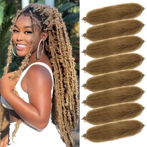 Miniatura 22 de Cabello Rizado Afro Elástico 8 Paquetes Cabello Trenzado Marley Twist Cabello Spring Twist Pre-Separado para Locs Falsos Cabello de Ganchillo Kinky