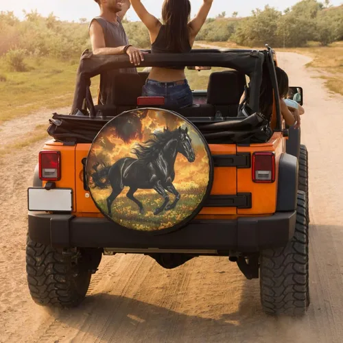 Miniatura 4 de Cubierta de neumático de repuesto con estampado de caballo 3D, impermeable y a prueba de polvo, para remolque, RV, SUV y muchos vehículos de 14