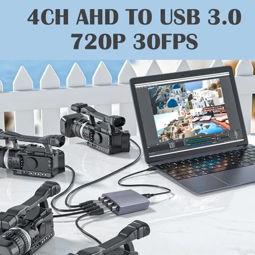 Miniatura 9 de Tarjeta de captura de video AHD 4CH 720P 30FPS Soporte de grabación PAL 25fps NTSC 30fps Salida USB AHD entrada grabación de video, fácil operación