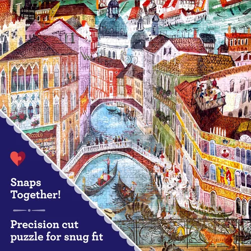 Miniatura 5 de eeBoo Rompecabezas de 1000 piezas, rompecabezas de artistas en Venecia para adultos, cuadrado de 23 x 23 pulgadas, fabricado con tablero reciclado