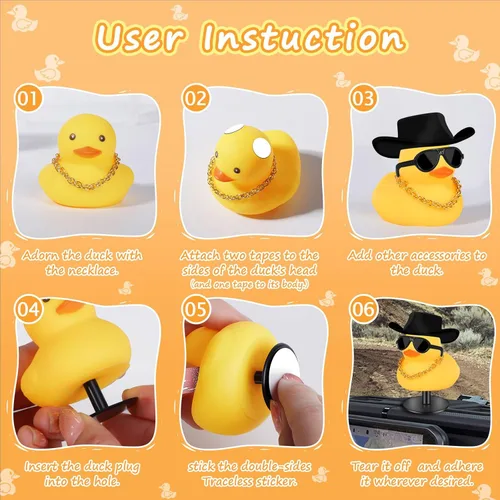 Miniatura 3 de Patos de goma con soporte de enchufe de pato, patos de automóvil para tablero de instrumentos, pato para decoración de Jeep y automóvil, divertido
