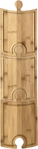 Miniatura 2 de Juego de tablas de embutidos de bambú, diseño único de piezas de rompecabezas con soporte para copas de vino, tabla de quesos de charcutería