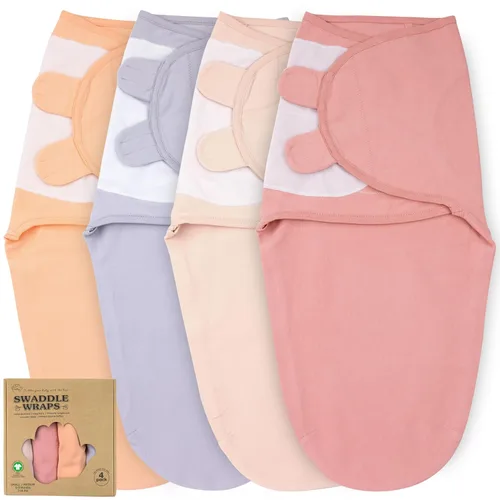 Miniatura 36 de Mantas para envolver para recién nacidos – Juego de 3 mantas para bebé de 0-3 meses – Saco de dormir ajustable – Envuelto suave de algodón orgánico