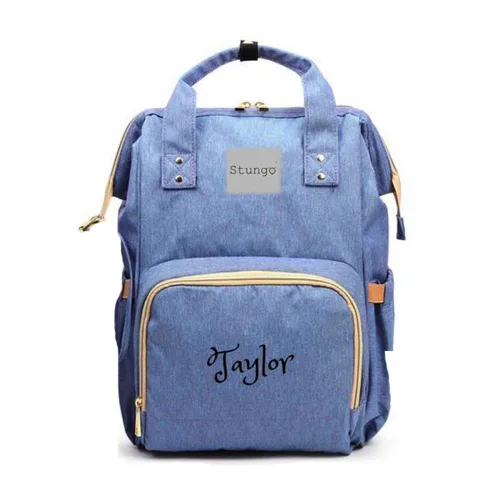 Miniatura 11 de Bolsa de pañales grande personalizada, bolsa de mano, mochila - Monograma personalizado bordado para bebé/bolsa de bebé (negro)
