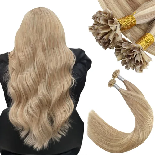 Miniatura 13 de Ugeat - Extensiones de cabello humano con microanillo, 14 pulgadas, extensiones de cabello Remy con microcuentas de 1 gm/hebra, 50 gms, extensiones