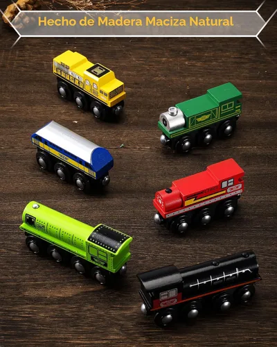 Miniatura 4 de Accesorios de set de tren de madera SainSmart Jr., set de coche de juguete magnético (10 piezas), compatible con todas las marcas principales