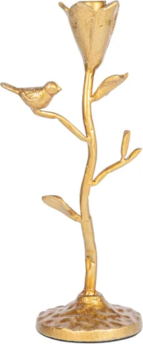 Miniatura 7 de Creative Co-Op Candelabro de hierro fundido forjado a mano con flores y pájaro, dorado