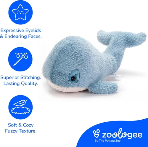 Miniatura 4 de The Petting Zoo Peluche de ballena, regalos para niños, animales marinos Fuzzlez, juguete de peluche de ballena, 15 pulgadas