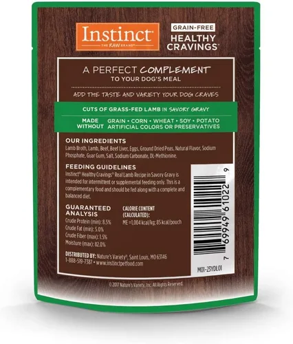 Miniatura 2 de Instinct Healthy Cravings - Alimento húmedo natural para perros, receta sin granos, cordero real, bolsas de 3 onzas (paquete de 24)