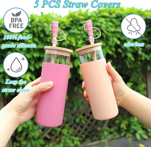 Miniatura 3 de Tapa de popote para copa Stanley, 5 piezas de popote de silicona compatible con vaso Stanley de 30 y 40 onzas con asa, cubiertas de punta de popote