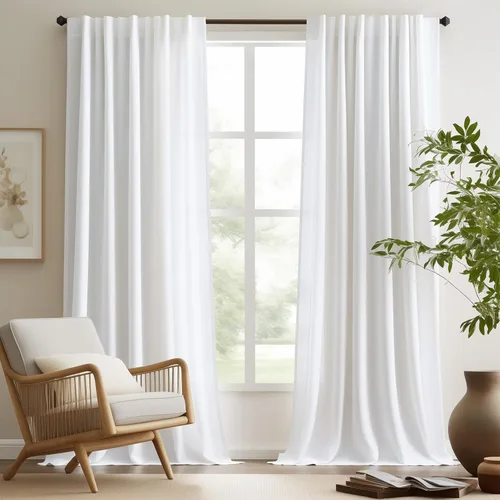 Miniatura 67 de JINCHAN Cortinas de lino de 108 pulgadas de largo, juego de 2 paneles, cortinas de ventana para sala de estar y dormitorio, cortinas