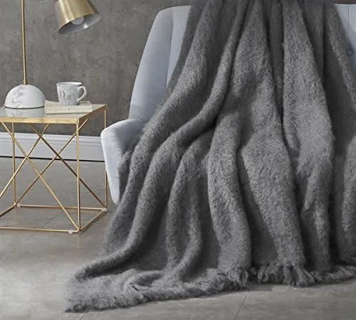 BYB Nama Karoo - Manta de mohair cepillado a mano para niños, color gris Goodnight (mezcla de seda)