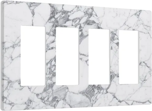 Miniatura 293 de Cubiertas de placa de pared de 3 gang con interruptor de luz de triple palanca, en negro y dorado con esplendor de oro rosa, estampado floral
