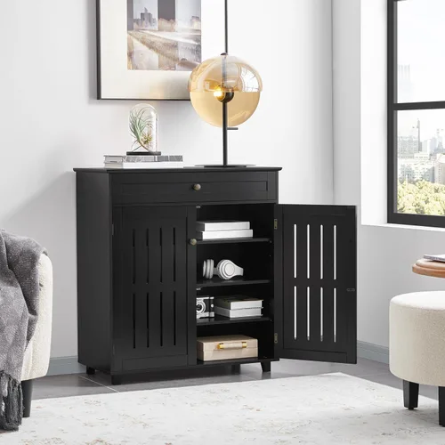 Miniatura 2 de Yaheetech Gabinete de barra de café, gabinete de baño con 1 cajón y estante ajustable, gabinete de almacenamiento de bufé de cocina para oficina