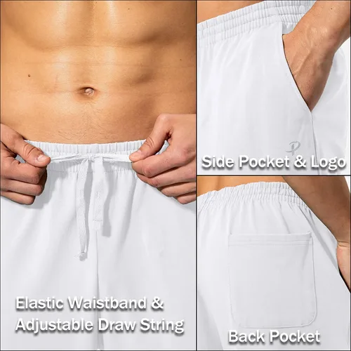 Miniatura 5 de Pudolla - Pantalones deportivos de algodón para hombre, para yoga, pantalones deportivos con parte inferior abierta, informal, pantalones de jersey