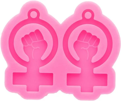 Miniatura 3 de Angel Wings Moldes de aretes con forma de puño súper brillante, silicona, moldes epoxi para manualidades, fabricación de joyas, color rosa